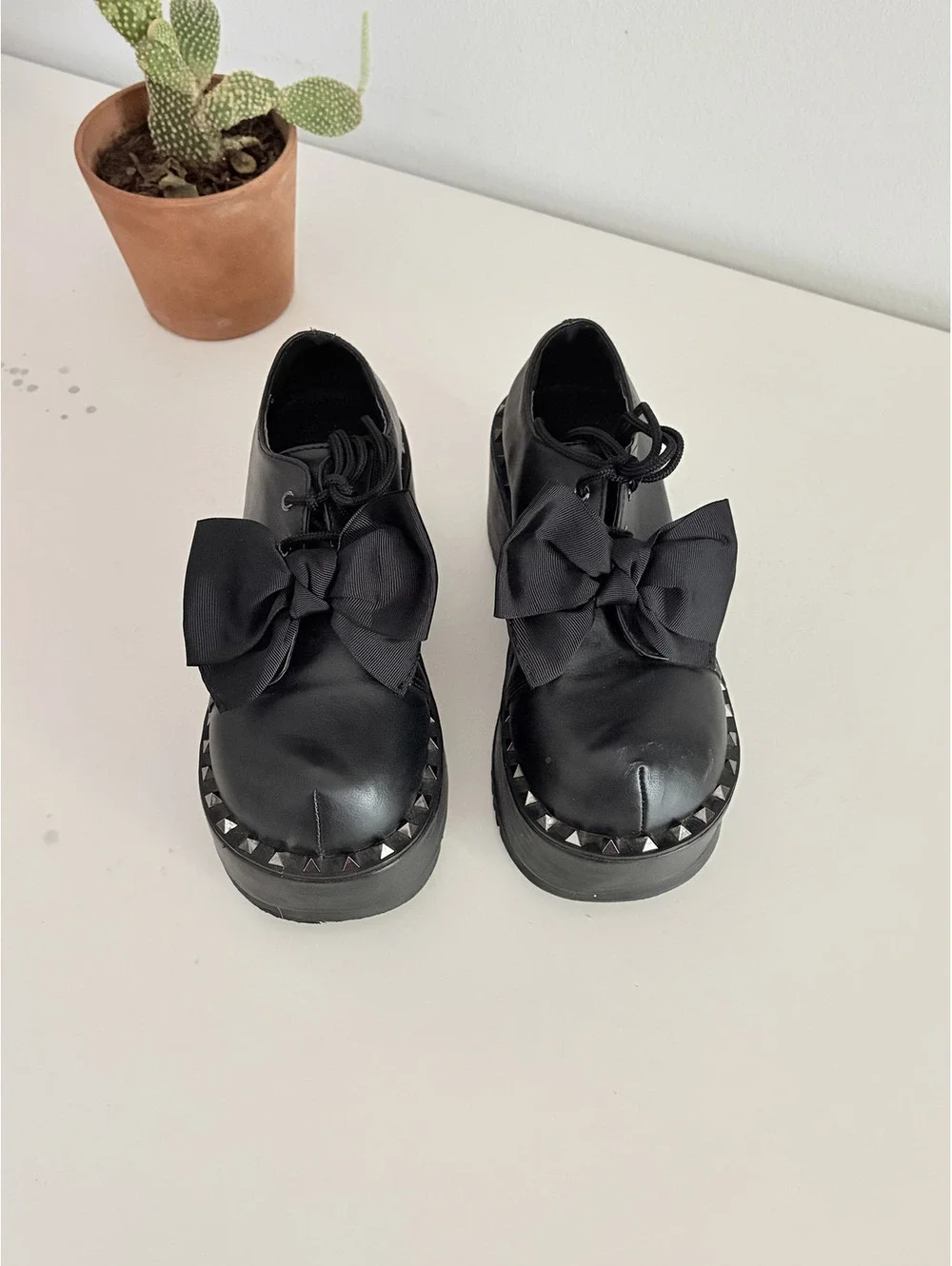 Demonia Platform Shoes Oxford Dolly - 05 Size 6 Bow Studs Goth Punk Witchy